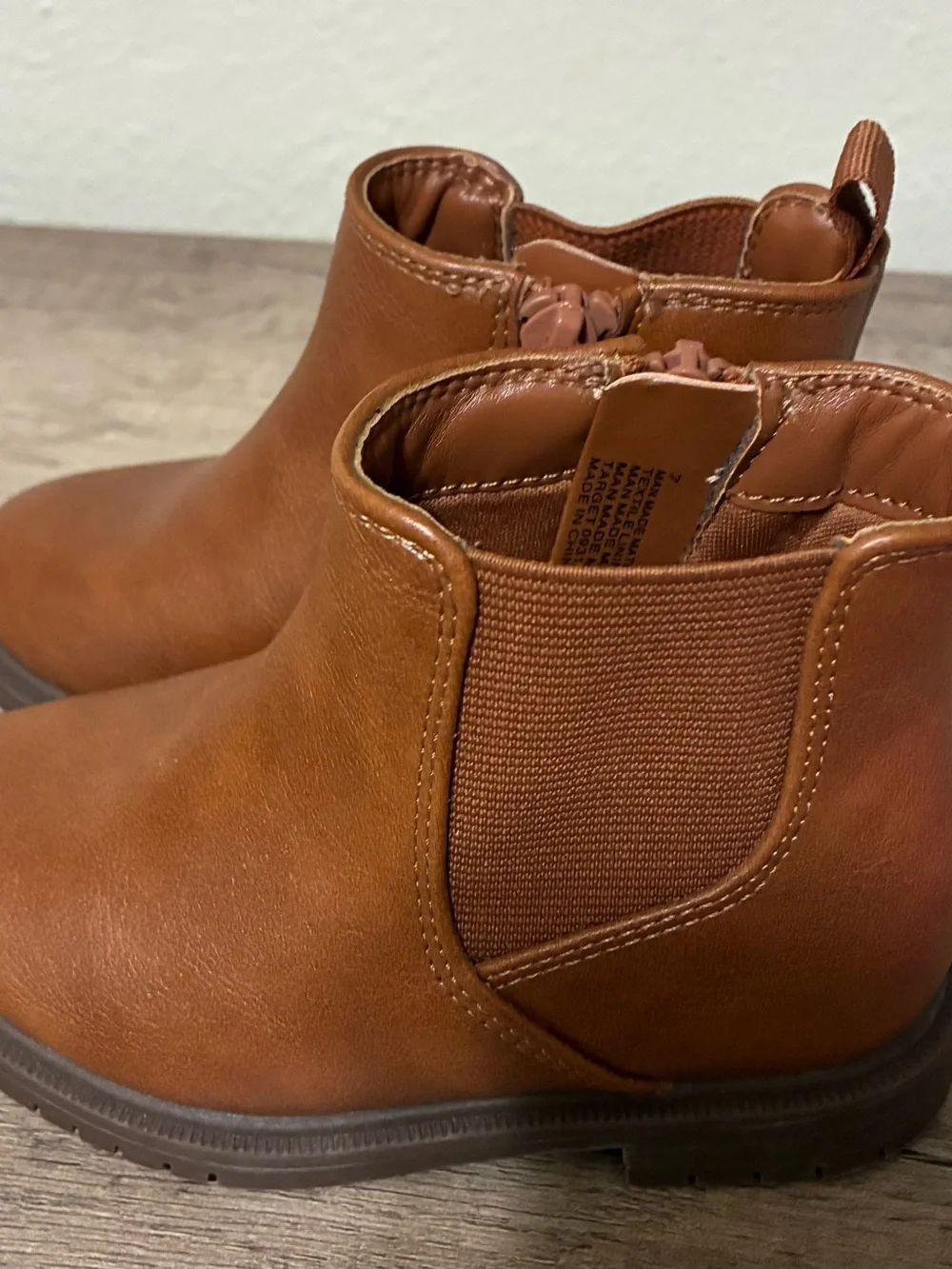 Girls Cat and Jack Brown Chelsea Booties with Side Zip